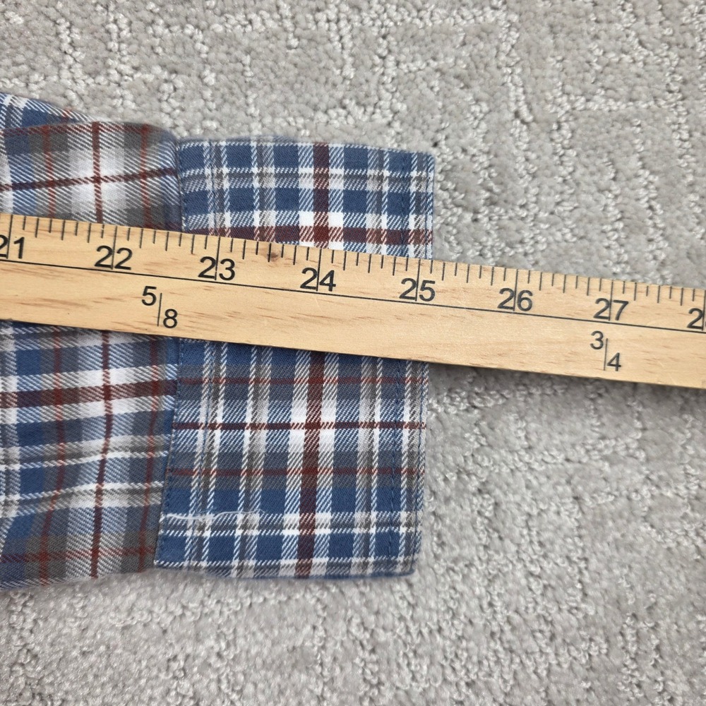 Ariat Rebar Mens Medium Blue Brown Plaid Long Sleeve Button Down Work Shirt - Picture 8 of 10